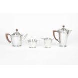 Keith Murray for Mappin and Webb; An Art Deco silver plated tea set, circa 1935