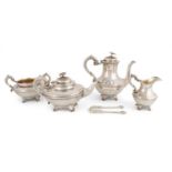 λ A matched Victorian silver four-piece tea and coffee set,