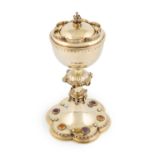 A Victorian gem-set silver-gilt ciborium,