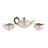 A matched three-piece silver tea set,