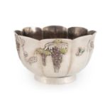 An early-20th century Japanese silver and enamel bowl,