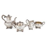 λ A matched four-piece Victorian silver tea and coffee set,