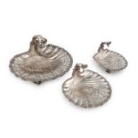 A suite of three matched silver baskets,