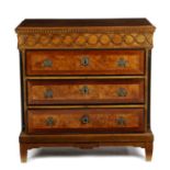 A DANISH OAK AND BURR WALNUT COMMODE