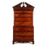 A MAHOGANY SECRETAIRE CHEST ON CHEST