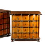 A PAIR OF CONTINENTAL WALNUT COMMODES