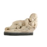 AN ITALIAN MARBLE FIGURE OF A SLEEPING CUPID