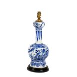 A DUTCH DELFT BLUE AND WHITE VASE TABLE LAMP