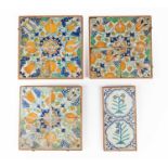 THREE SETS OF FOUR DELFTWARE TILES
