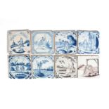 A GROUP OF EIGHT DELFTWARE TILES