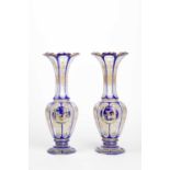A PAIR OF MOSER BOHEMIAN TRICOLOUR GLASS VASES