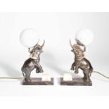 Art Deco, A pair of spelter table lamps