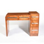 Art Deco, English, attributed to Heals, A burr walnut desk