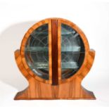 Art Deco, English, A walnut display cabinet