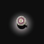 A RUBY AND DIAMOND TARGET RING