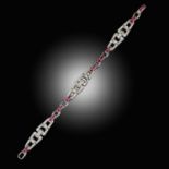 AN ART DECO RUBY AND DIAMOND BRACELET
