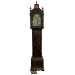A George III mahogany London long case clock cased with reeded column supports, with a Pagoda shaped