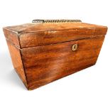 A Victorian mahogany sarcophagus shaped tea caddie, 24.5cm wide