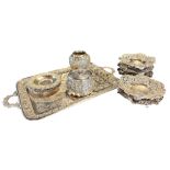 A collection of Eastern/Middle Eastern white metal, to include a two handled tray, a vase, a