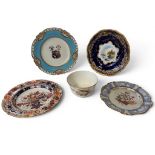 A collection of 19th century decorative ceramics including a Coalport decorative plate showing