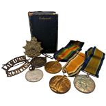 Two pairs of WWI military medals; 9230 PTE. G. LEE. L'POOL. R. and 34630 PTE. H. J. TAYLOR. GLOUC.