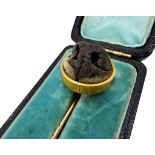 Of Taxidermy / Mourning interest. A highly unusual Victorian novelty stick pin, the circular gold