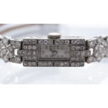 Vintage Helbros W.Co Art Deco Platinum Diamond Set Cocktail Watch