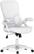BRAND NEW Flash Furniture Mid-Back White Mesh Swivel Office Chair - BL-X-5M-WH-GY-GG rrp £299. Flash
