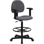 BRAND NEW Flash Furniture Gray Drafting Stool, Gray - BT-659-GRY-ARMS-GG RRP £199. Flash Furniture