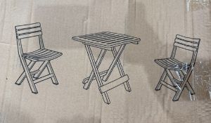 PALLET TO CONTAIN 6 X BRAND NEW GREY BONAU PLASTIC DINING SET, INCLUDES 2 X CHAIRS, 1 X TABLE (