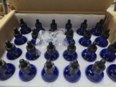 8 X NEW BOXED SETS OF 24 JUVALE MINI BLUE GLASS DROPPER BOTTLES - REFILLABLE. RRP £29.99 PER SET (
