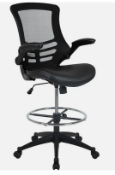 BRAND NEW Flash Furniture Mid-back Black Mesh Ergonomic Drafting Chair With Leathersoft RRP £299.