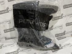 10 X BRAND NEW PAIRS OF PORTWEST METATARSAL WELLINGTON BOOTS BLACK SIZE 8 (LOC: 45.4-AA1600)
