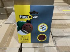 100 X BRAND NEW PACKS OF 6 FLEXOVIT 125MM 50 GRIT SANDING DISCS (LOC: 18.6-AA1152)