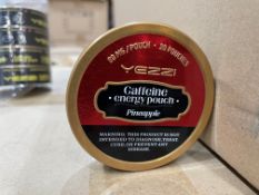 125 X BRAND NEW YEZZI TINS OF 20 POUCHES OF CAFFEINE ENERGY POUCHES (80 MG PER POUCH) PINEAPPLE