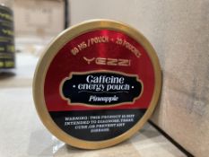 125 X BRAND NEW YEZZI TINS OF 20 POUCHES OF CAFFEINE ENERGY POUCHES (80 MG PER POUCH) PINEAPPLE