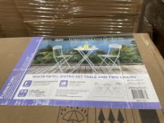 BRAND NEW Alpine MSY100A-WT-EU Metal Folding Bistro Set with Two Chairs - White-MSY100A-WT, White