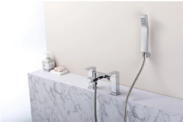 BRAND NEW VURTU Blade Bath Shower Mixer, 1/4 Turn, Dual Lever Ceramic Disc, High/ Low Water