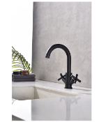 2 X BRAND NEW VURTU Noir Twin Handle Basin Mixer, 300(H) x 215(W), Black, 659844 RRP £119 EACH.