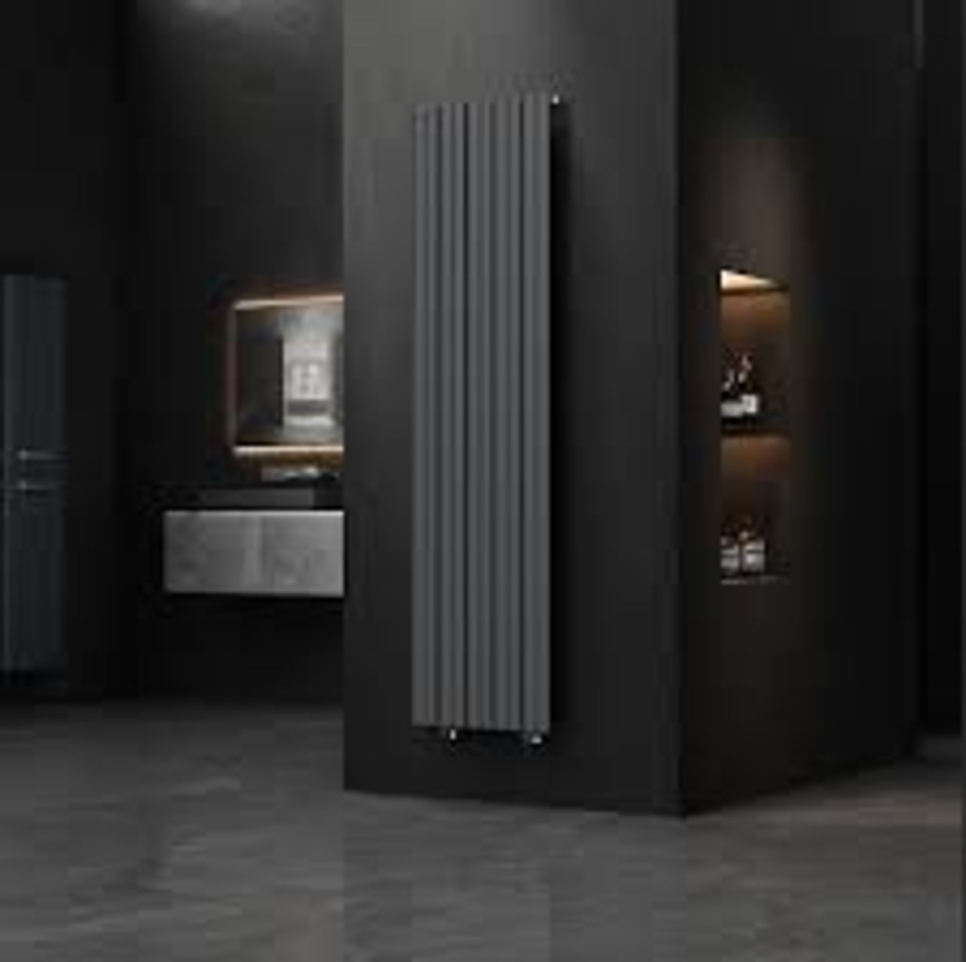BRAND NEW VURTU Alum2 Designer Vertical Radiator, 1800(H) x 470(W), Anthracite, 650104, A slimline - Image 4 of 4