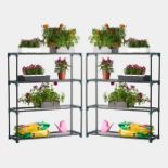 Boxed 4-Tier Steel Shelving Unit x2 – Green (107 x 90 x 30cm)-S2.3