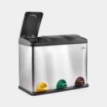 Boxed Triple Compartment Pedal Recycling Bin - 45L-SR3(3.5)