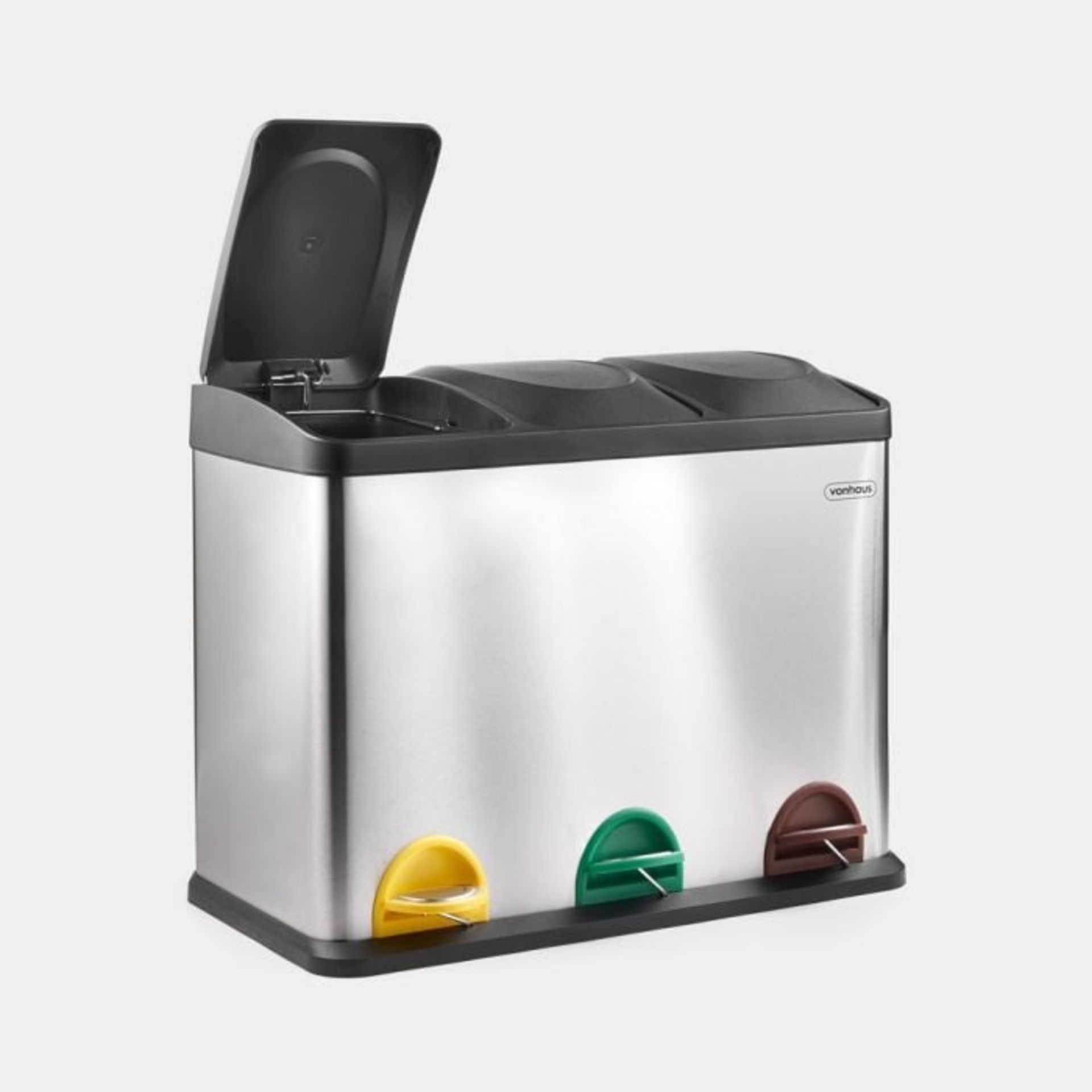 Boxed Triple Compartment Pedal Recycling Bin - 45L-SR3(3.5)