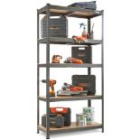 Boxed 5-Tier Metal Shelving Unit – Black (180 X 90 X 40cm)-SR5(4.7)