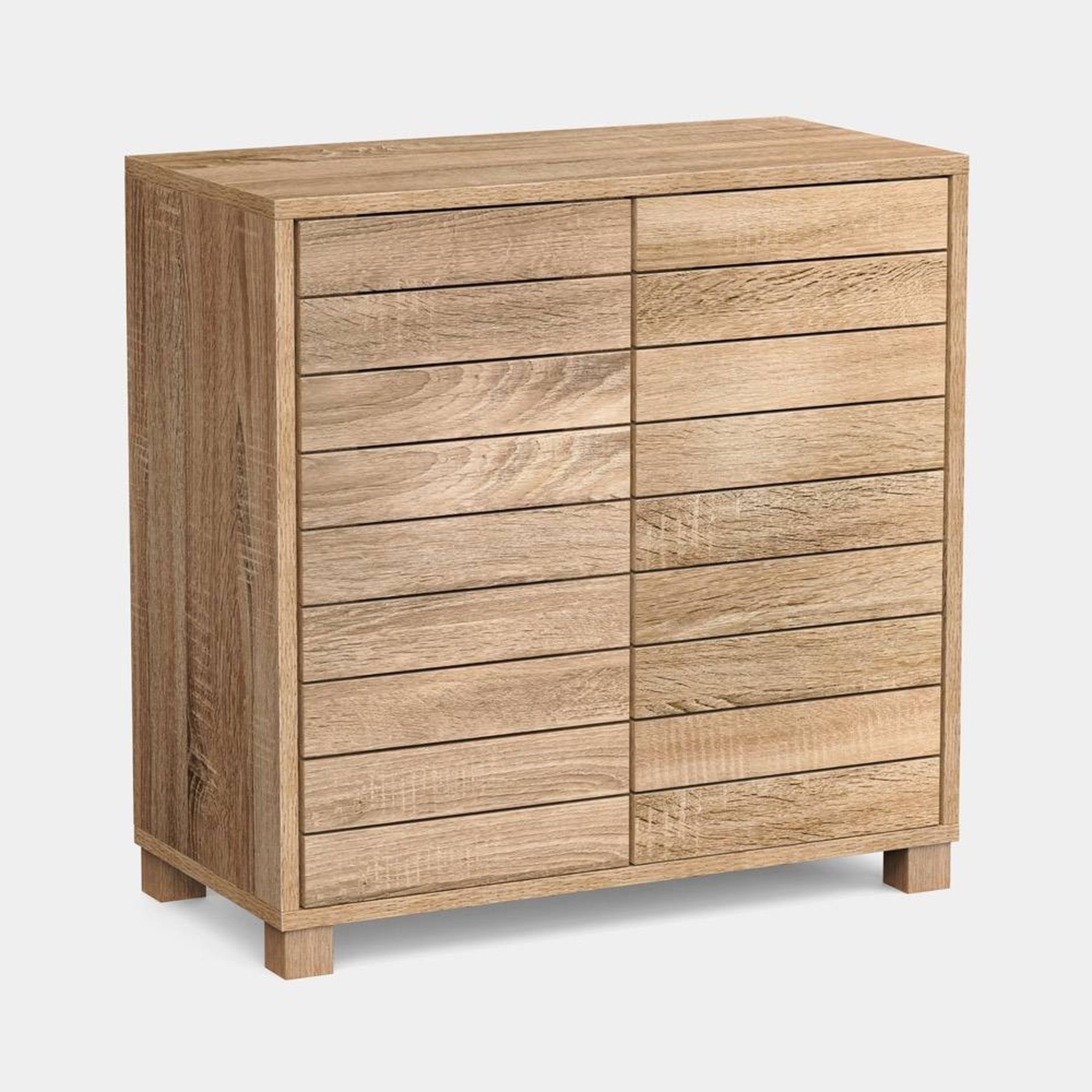 Boxed Bathroom Storage Cabinet – Oak Wood Effect Bathroom Floor Cabinet with Handleless Design -