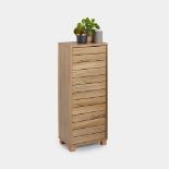 Boxed Bathroom Storage Cabinet – Oak Wood Effect Bathroom Floor Cabinet W/Handleless Design -