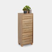 Boxed Bathroom Storage Cabinet – Oak Wood Effect Bathroom Floor Cabinet W/Handleless Design -