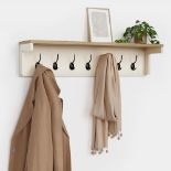 Boxed Ash Wall Mounted Coat Rack with Shelf - Cream-SR5(4.9)