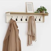 Boxed Ash Wall Mounted Coat Rack with Shelf - Cream-SR5(4.11)