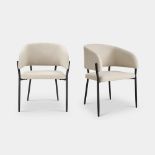 Boxed Oxford Set of 2 Linen Dining Chairs – Cream-SR5(4.4)